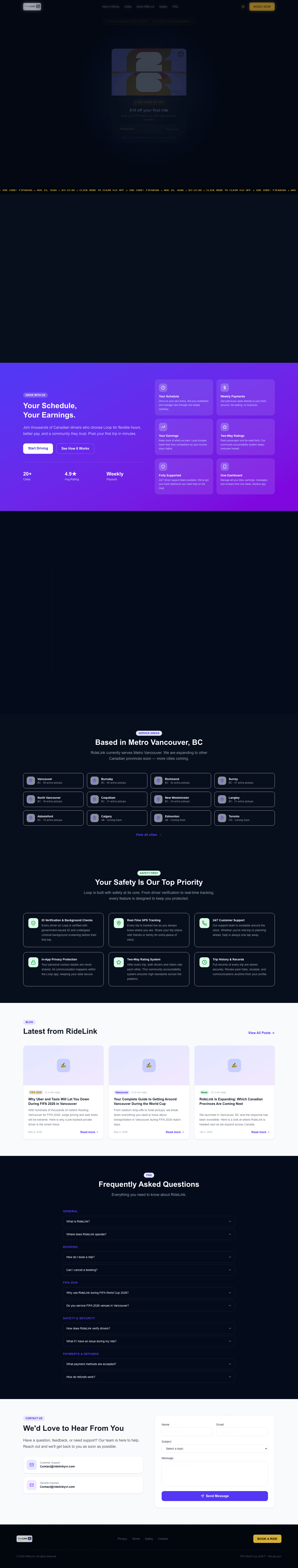 RideLink website screenshot