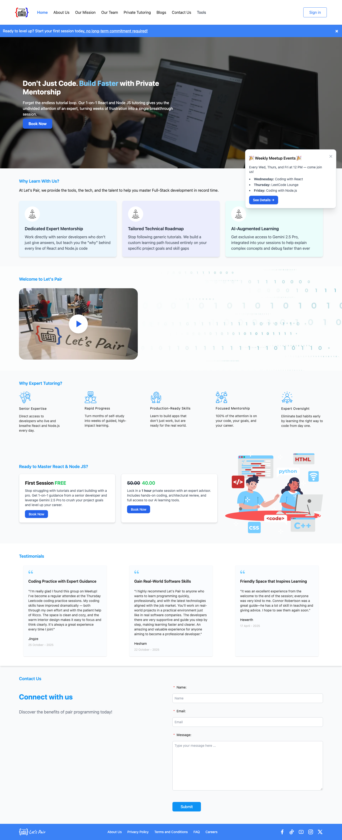Screenshot of the Let's Pair website