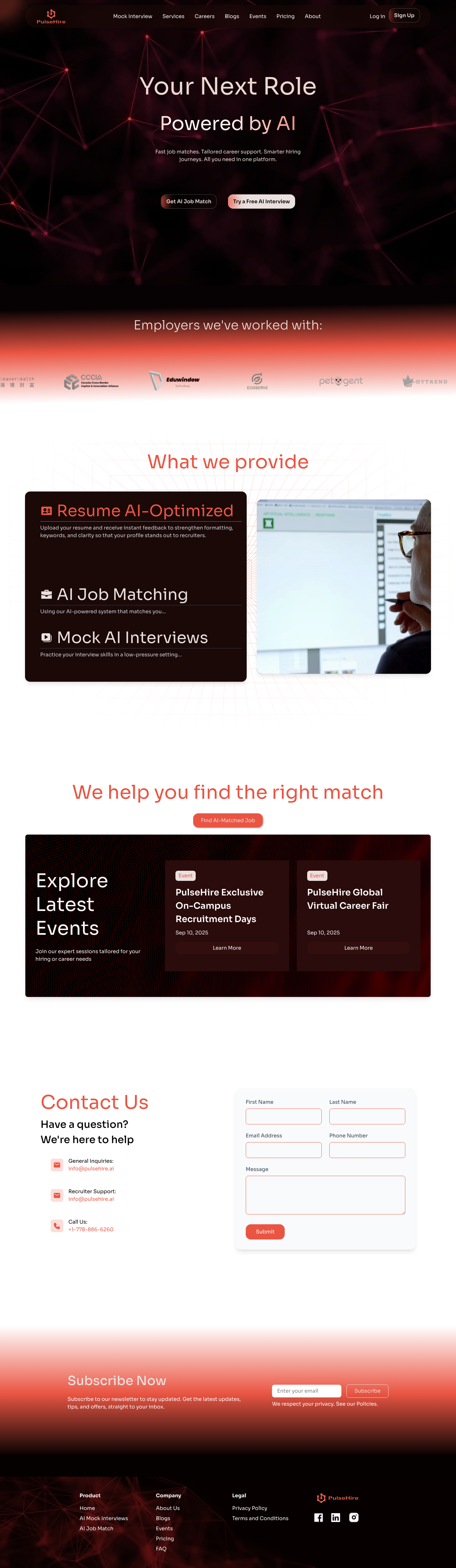 Screenshot of the PulseHire AI website